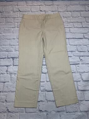 Ann Taylor Loft Julie Pants Beige Print Tapered Dot Print Size 8 A754